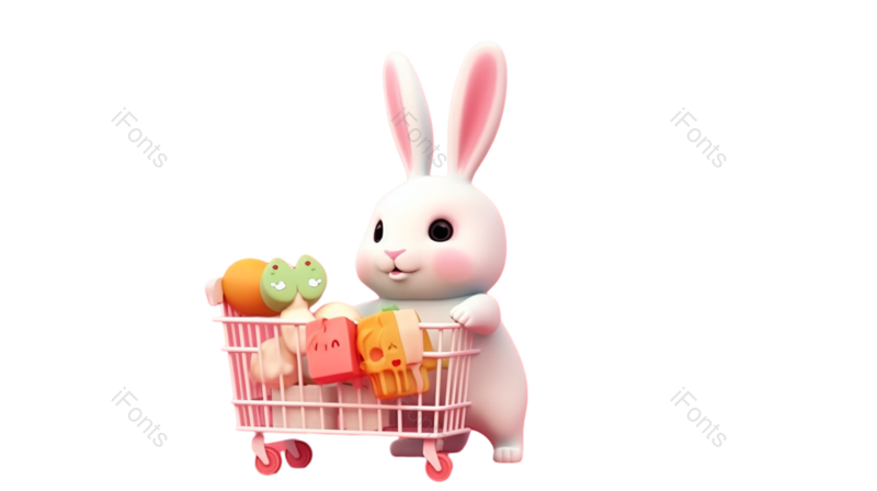兔子图片,插画元素,包装纸PNG,礼物免抠素材